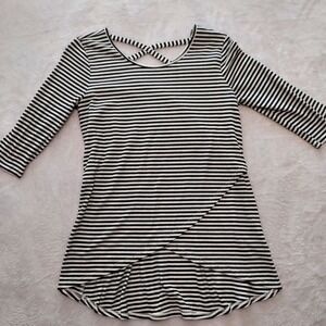 Art Class Girls Black White Striped Ribbed Crisscross Back Tulip Hem Tunic 10/12
